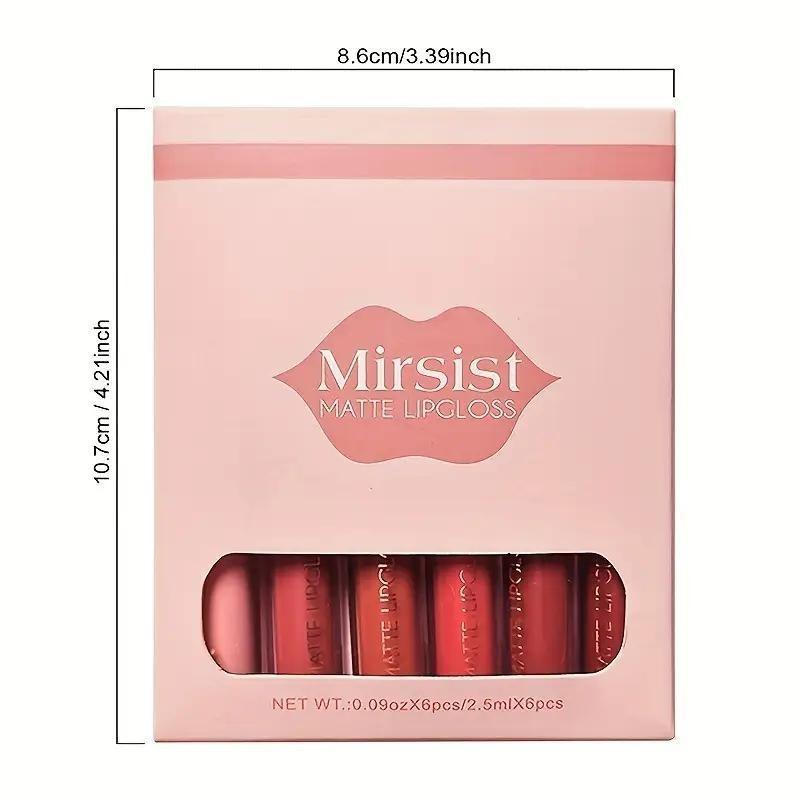 6-Piece Matte Lip Gloss Set, Includes Matte Glaze and Milk Tea Color, Non-Sticky Matte Lip Gloss, Perfect Mother's Day Gift