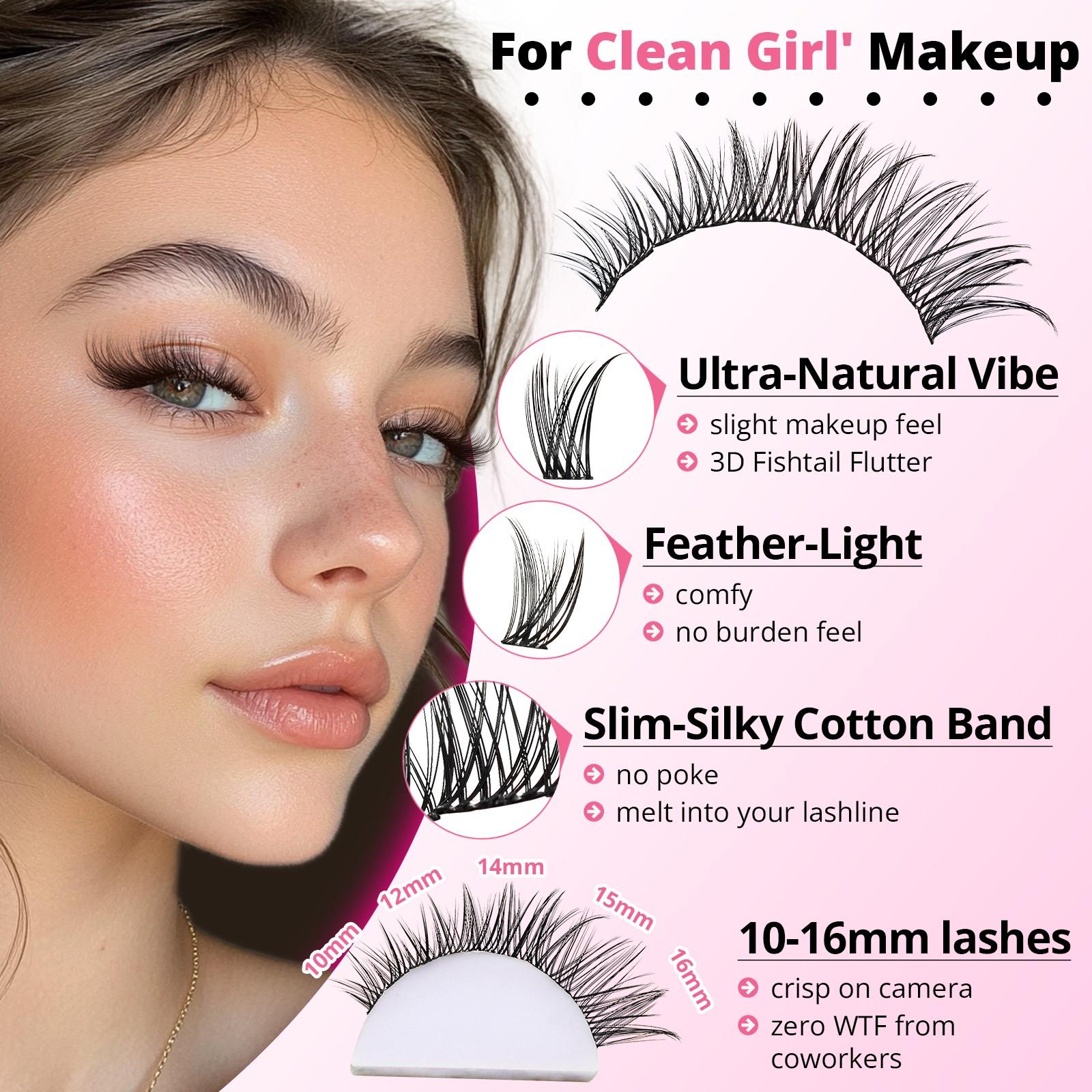 RITALASH 300PCS Lash Clusters Wispy Eyelash Clusters Lashes Natural DIY Lash Extension 10-16mm Cluster Eyelash Extensions 300pcs D Curl Individual Lashes Cluster Eyelash