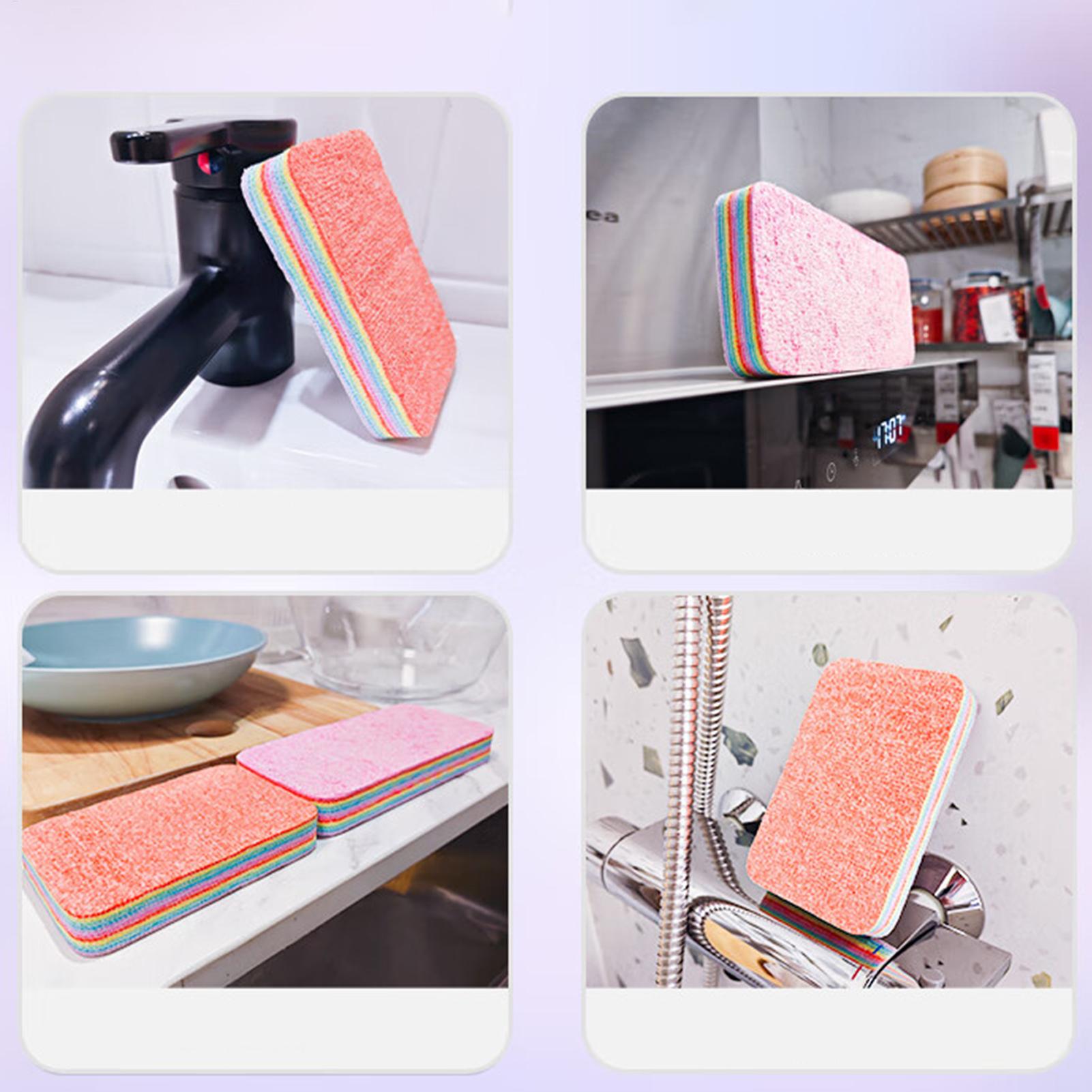Peelable Layer Cleaning Sponges 12-Ply Reusable Microfiber Dish Towels Highly Absorbent Scrub Rags for Kitchen Multi-Use Sponges