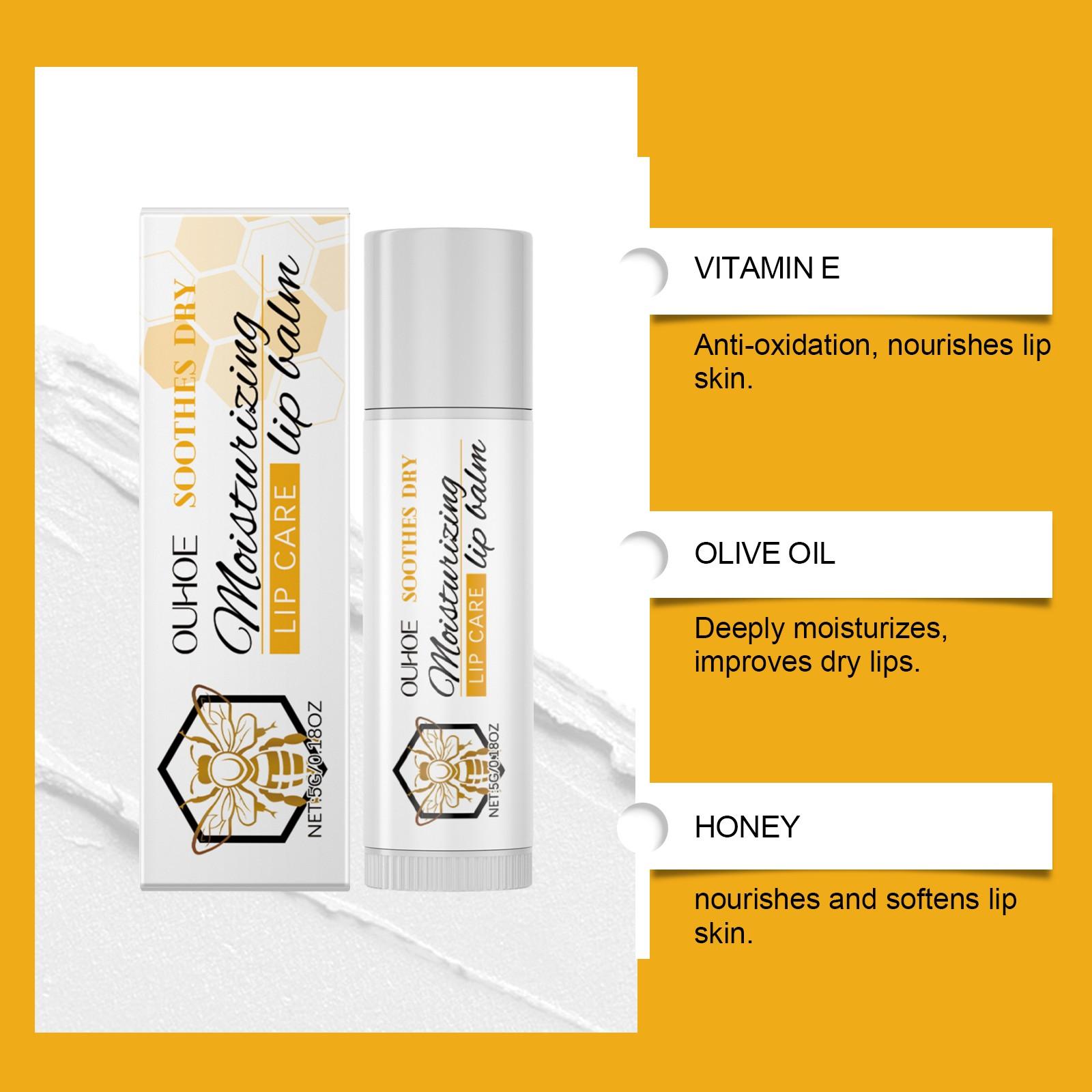 Ouhoe Moisturizing Lip Balm, Hydrating Care for Soft and Smooth Lips, Non-Dry Glossy Lip Balm, Long-Lasting Comfort