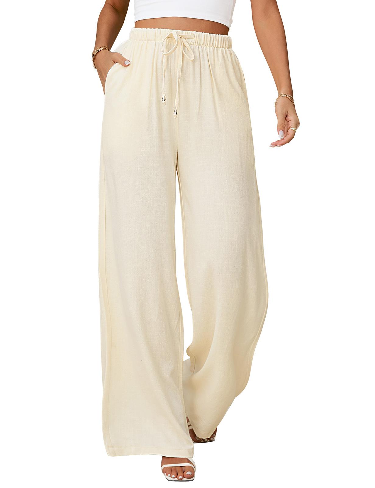 HEEKPEK Womens Linen Pants Casual Wide Leg Pants Summer Palazzo Pants Loose Flowy Beach Pants Drawstring Elastic Trousers HEEKPEK Womens Linen Pants Casual Wide Leg Pants Summer Palazzo Pants Loose Flowy Beach Pants Drawstring Elastic Trousers