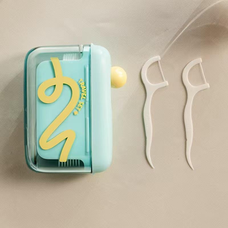 Automatic Floss Dispenser Box, Dental Floss, Multi-Dopamine Design, Portable High-Aesthetic Mini Oral Travel Toothpick Holder, Safe for Outdoor Use