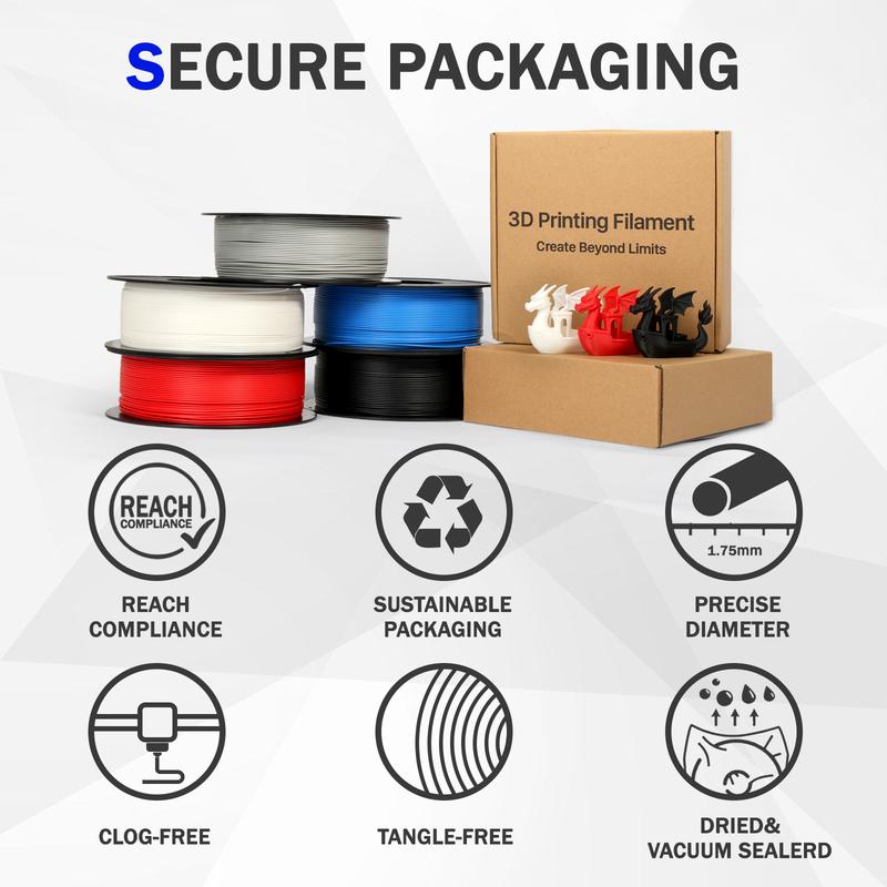 Epelay PLA+ 3D Printer Filament 1.75mm – High Precision, Easy Feed, Anti-Clog, Eco-Friendly Printing Consumables, Compatible with Most FDM Printers High Speed Odor-Free PLA Filament printer filament bundle