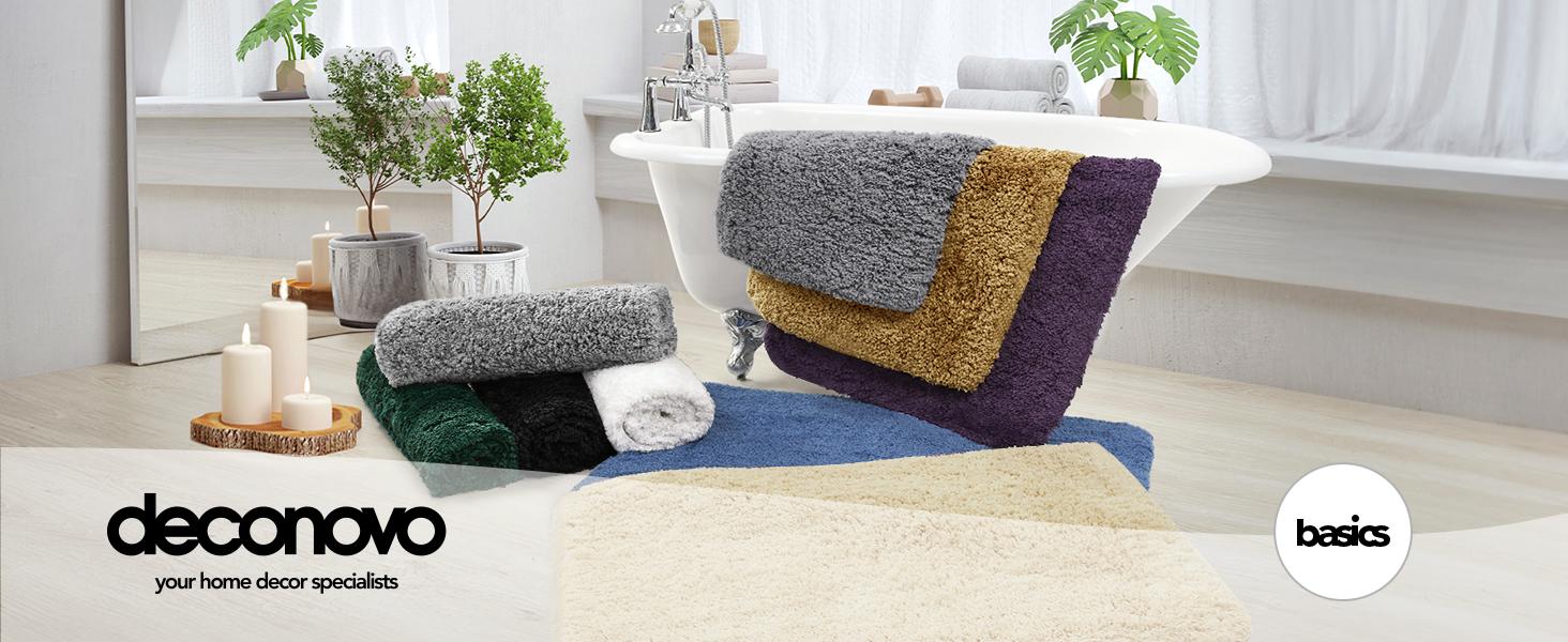 Deconovo Luxury Bath Rugs (1.6" Thick) – Soft, Non-Slip, Water Absorbent Microfiber – Machine Washable Shaggy Mats for Bathroom, Bedroom, Kitchen & Pets