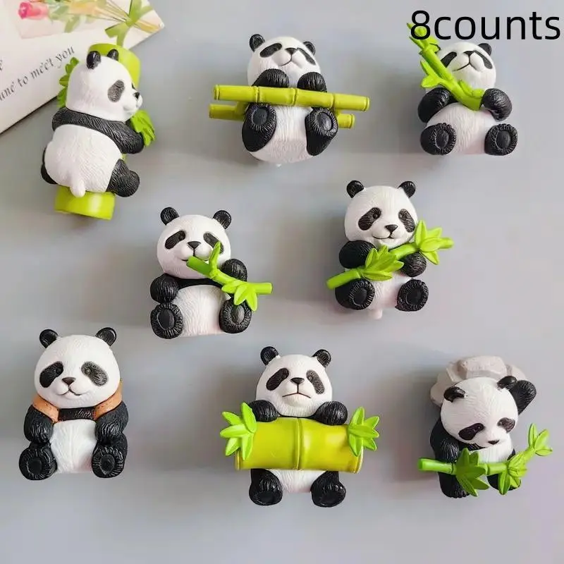 8 Piece Cartoon 3D Real Panda Magnet Stickers, Creative Home Decor, Travel Souvenirs, Cute Magnetic Stickers, Perfect for Fridge, Car, Home Decor
