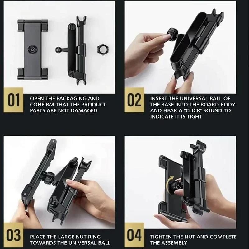 360 Degree Rotating Universal Rear Seat Mounting Bracket, Extendable for Tablets and Smartphones, Compatible with 5 to 11 Inch Gadgets