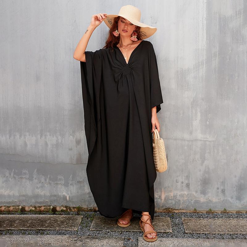 Bsubseach Women Ethnic Print Kaftan Dress , Plus Size All Over Print  TunicDress, Boho Casual V Neck TunicDress for Women, Women's Plus Cover Up,Mrs. Roper Kaftan ，bubu，mumu，Casual Womenswear Maxi Modesty Muslim Clothing Baggy