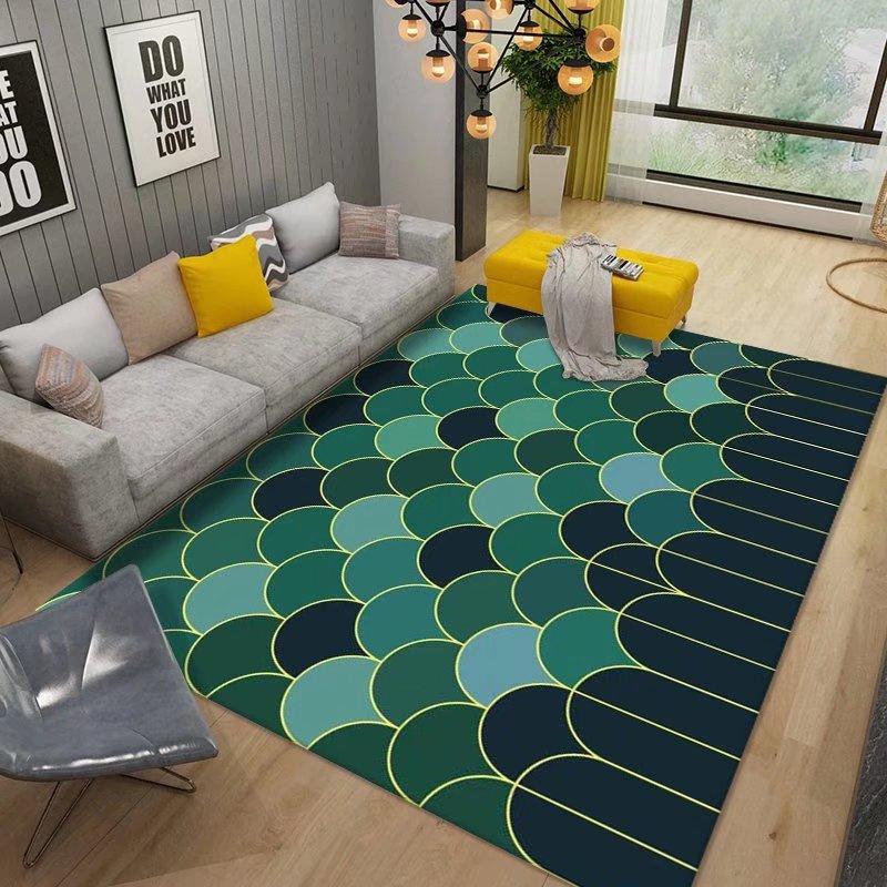 Luxury Emerald Green Gold Geometric Marble Flannel Area Rug - Modern Abstract Line Pattern Soft Mat for Living Room, Non-Slip Home Decor#EmeraldGreenRug #GoldGeometricMat #MarbleAbstractDecor #ModernCarpet #NonSlipFlannelRug