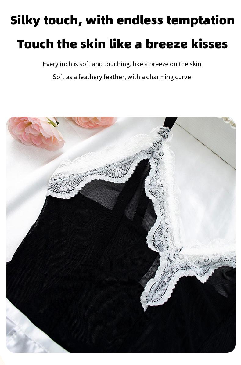 Women's Black 6-Piece Sexy Halloween Maid Lingerie Set - Curvy Altgirl Outfit, Seduction-Themed Underwear Gift for Seniors lingerie, lace sexy woman,  new stylewomen, lingerie set