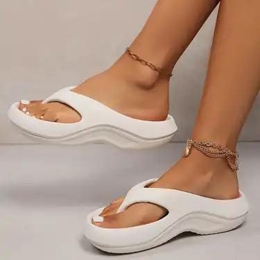 Platform Flip Flops for Women, Arch Support Cushion Thong Sandals, Thick Sole Pillow Slippers, Non-Slip Summer Beach Shoes