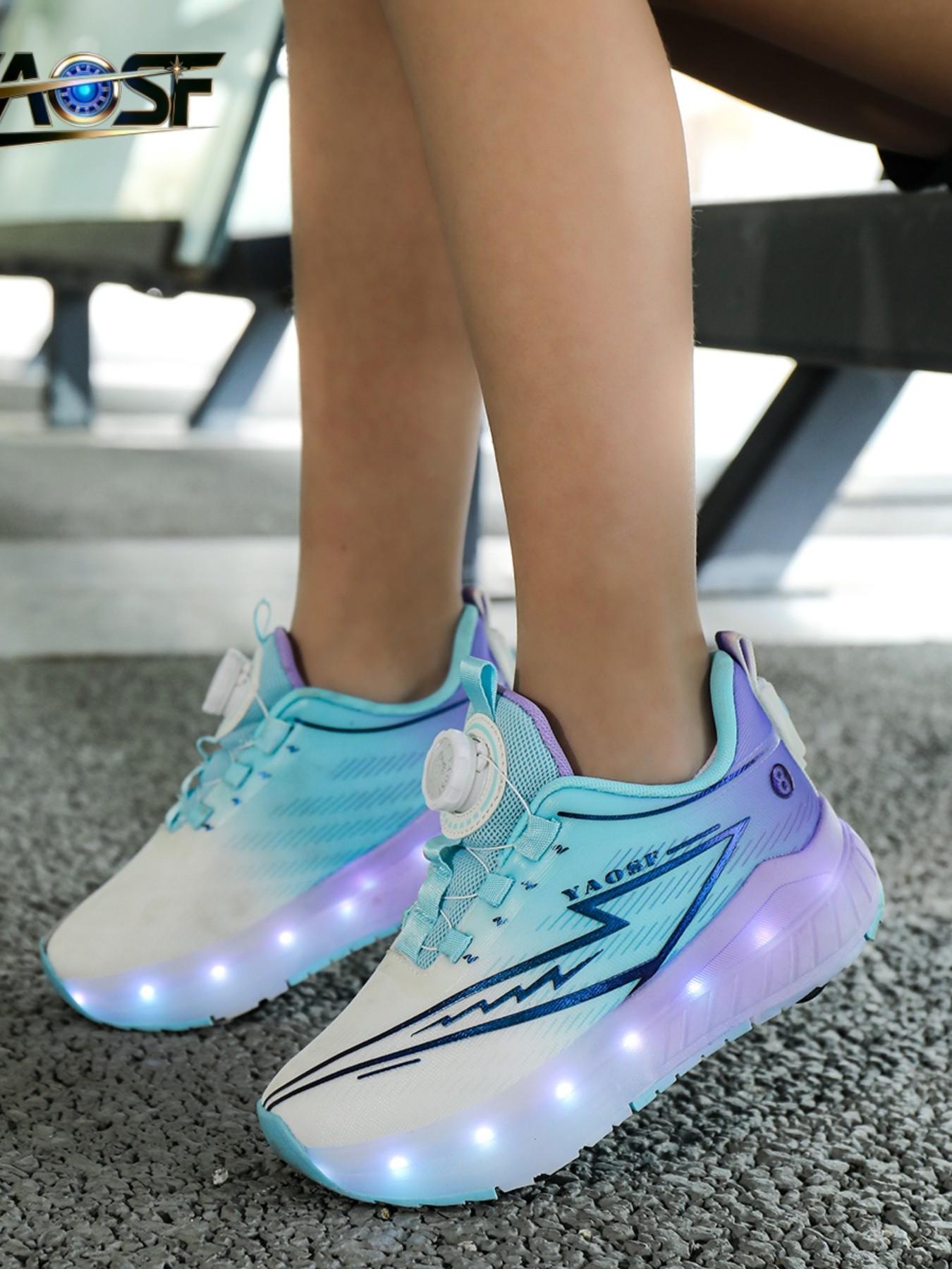 Yaosf Kids Skate Shoes LED Light Up, Shoes with Wheels, Unisex Roller Skates for Boys & Girls, Comfortable Outdoor Sports Shoes, Perfect Birthday Gift