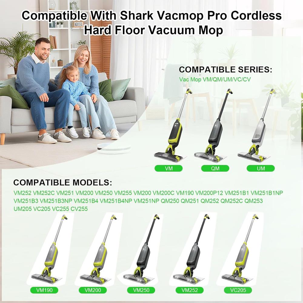 6pcs Shark Vacmop Replacement Pads, Wireless Dry Wet Mopping Pad, Compatible with Vm252 Vm200 Vm200p12 Vmp30 Vm190 Vm250, Hard Floor Cleaning