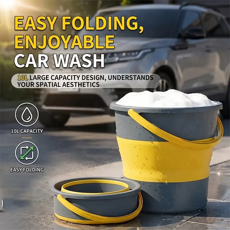 Foldable Bucket, Portable Water Bucket, Lightweight Space-Saving Design, Durable Handle, Ideal for Camping, Car Washing, Bathroom, Kitchen, Travel