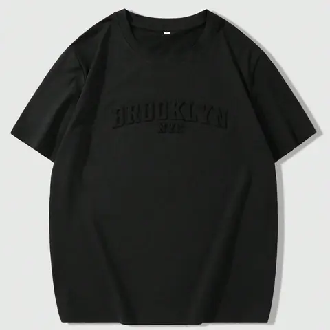 Vintage Brooklyn Heavyweight Boxy Tee | Minimalist 3D Embossed Graphic Short Sleeve | Versatile Clean Fit Streetwear for Daily Hangouts & Gym Lifestyle Fashion Streetwear Top