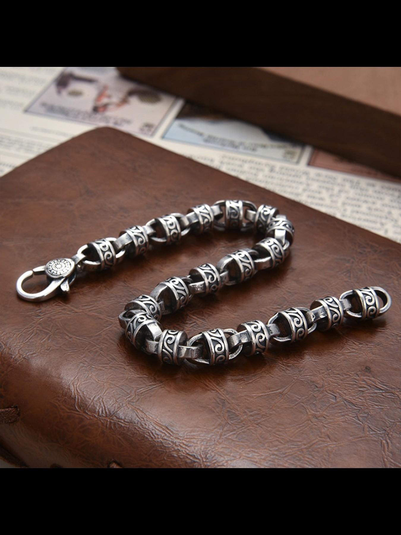 New Han Style Grass Pattern Hand Chain Bracelet, Men's Vintage Jewelry, National Trend, Unique Hip Hop Design, All Seasons Wear