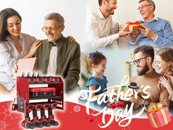 Tool Room Organizer,Wall-Mounted System with 4 Drill Slots, 8-Outlet Power Strip, and Storage for Tools and Accessories, Ideal for Garages and Workshops, Father'sDayGift Heavy Duty