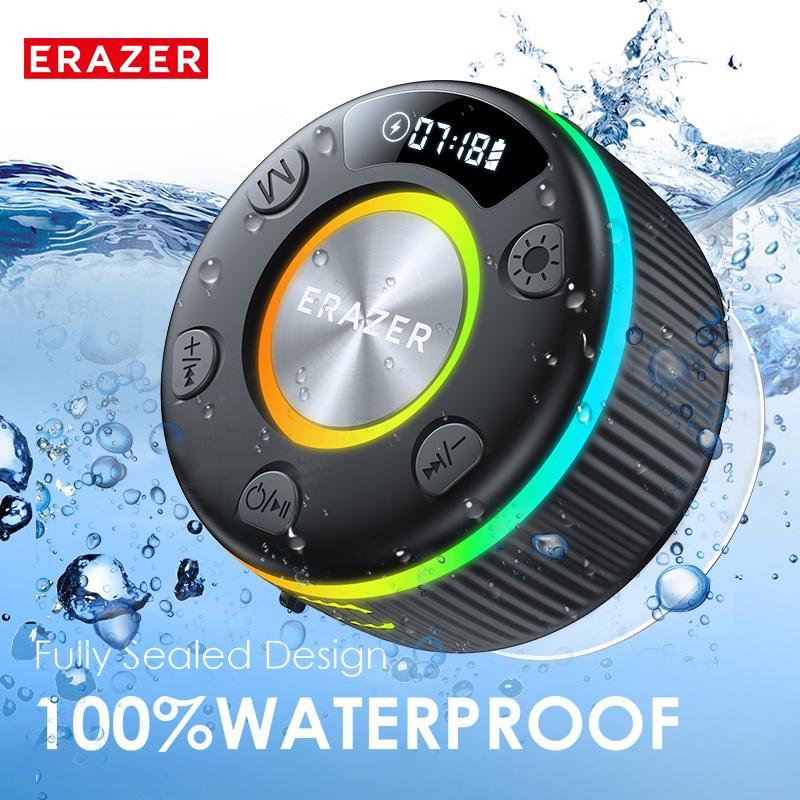 ERAZER XM102 Waterproof Shower Bluetooth Speaker Portable Wireless Speaker with Suction Cup IPX6 Waterproof Speaker Suitable for home/party/outdoor/beach, electronic products, birthday gifts