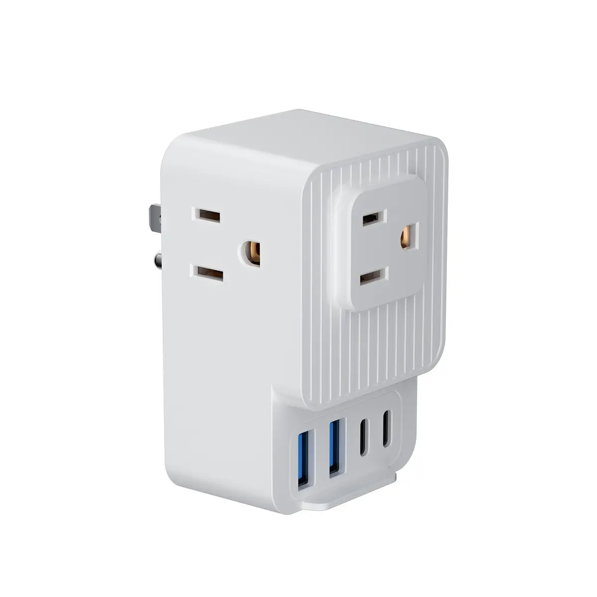 7 Way Multi Plug Outlet Extender, 2 USB Ports 2 Type-C Charging，Wall Outlet Expander, Power Socket Expander, Small Electrical Outlet Splitter for Travel, Home, Office, Dorm