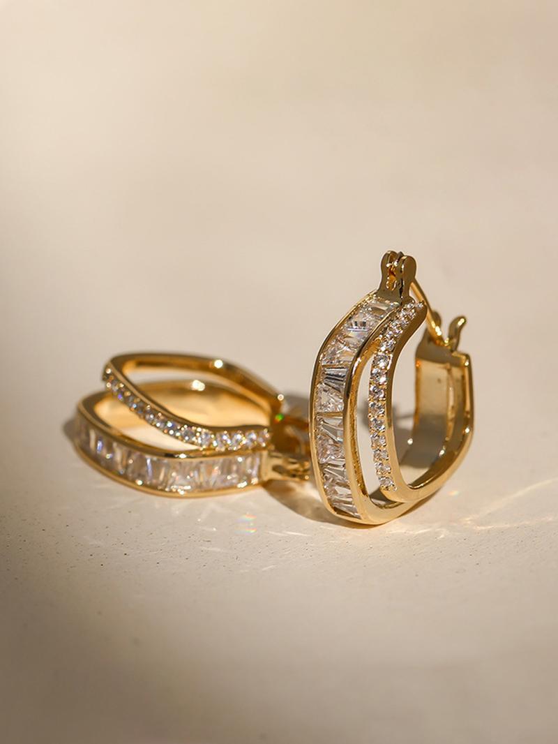 Elegant Artificial Zircon Decor Earrings, Fashionable Jewelry for Women, Trendy All-match & Exquisite Jewelry for Birthday Gift, Fashion Jewelry Party