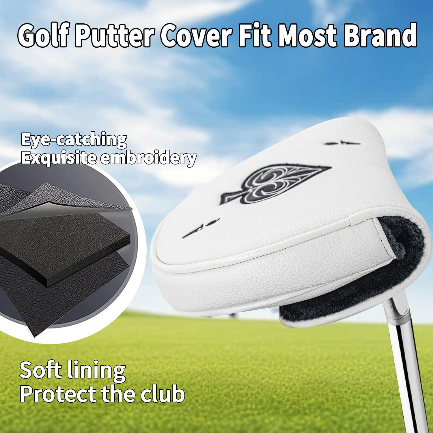 Poker Ace of Spades Golf Putter Cover, Durable Mallet Putter Headcover, Soft Lined Golf Club Protector, Stylish Golf Accessory, Perfect Gift