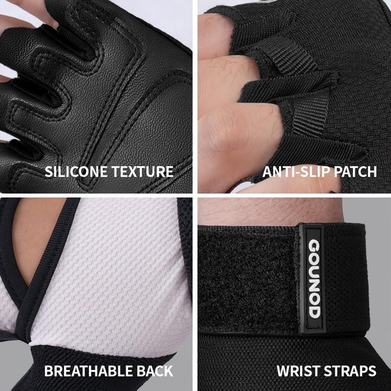 Fitness Half-Finger Gloves, Outdoor Cycling Sports Gloves, Non-Slip, Thickened, Wear-Resistant with Straps, Weightlifting Training Gloves