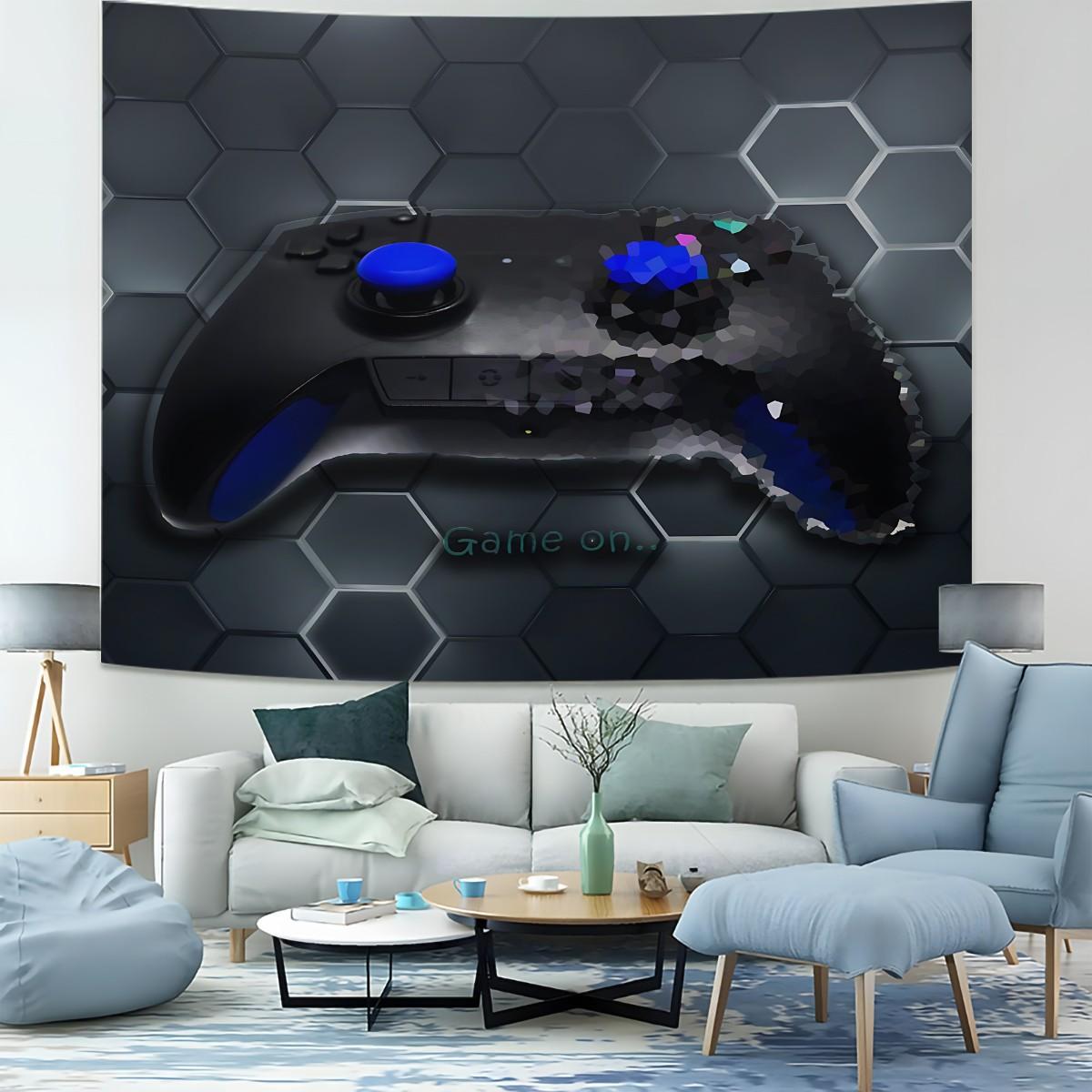 Gamer Game Controller 3D Print Tapestry, Cool Tech Style, Durable HD Printed, for Boys Bedroom, Gaming Room, Dorm, Homestay Wall Decor