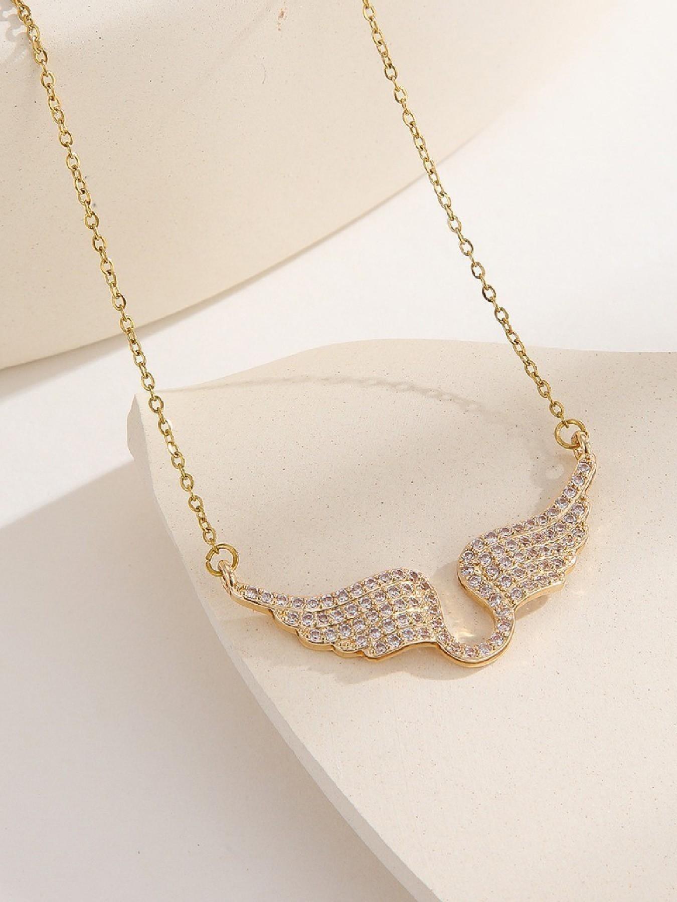 Angel Wing Necklace for Women, Elegant Angel Wings Jewelry, Rhinestone Luxury Chain, Perfect Gift for Special Occasions