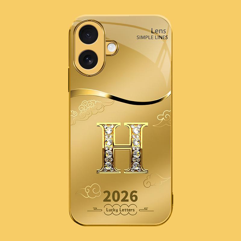 Suitable for [iPhone 16] high-end phone case🤩，choose from 26 letters of the English alphabet, each with an exquisite auspicious cloud pattern to bring you good luck YM99