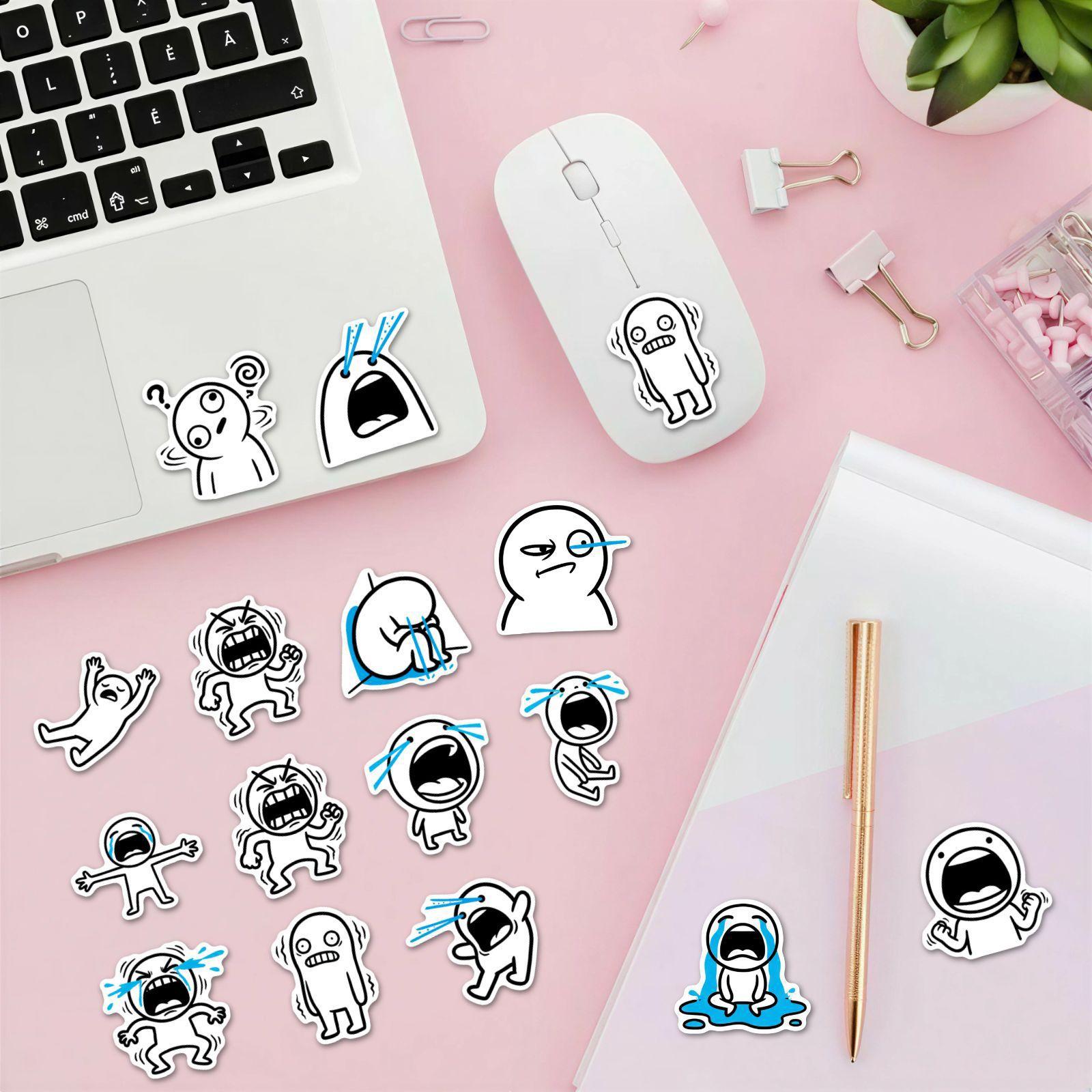 50 Pcs Fun Emoticon Stickers Set, Waterproof & Non-Sticky Design, Perfect for Journaling & Phone Case Decoration, Ca Prop-65 Compliant