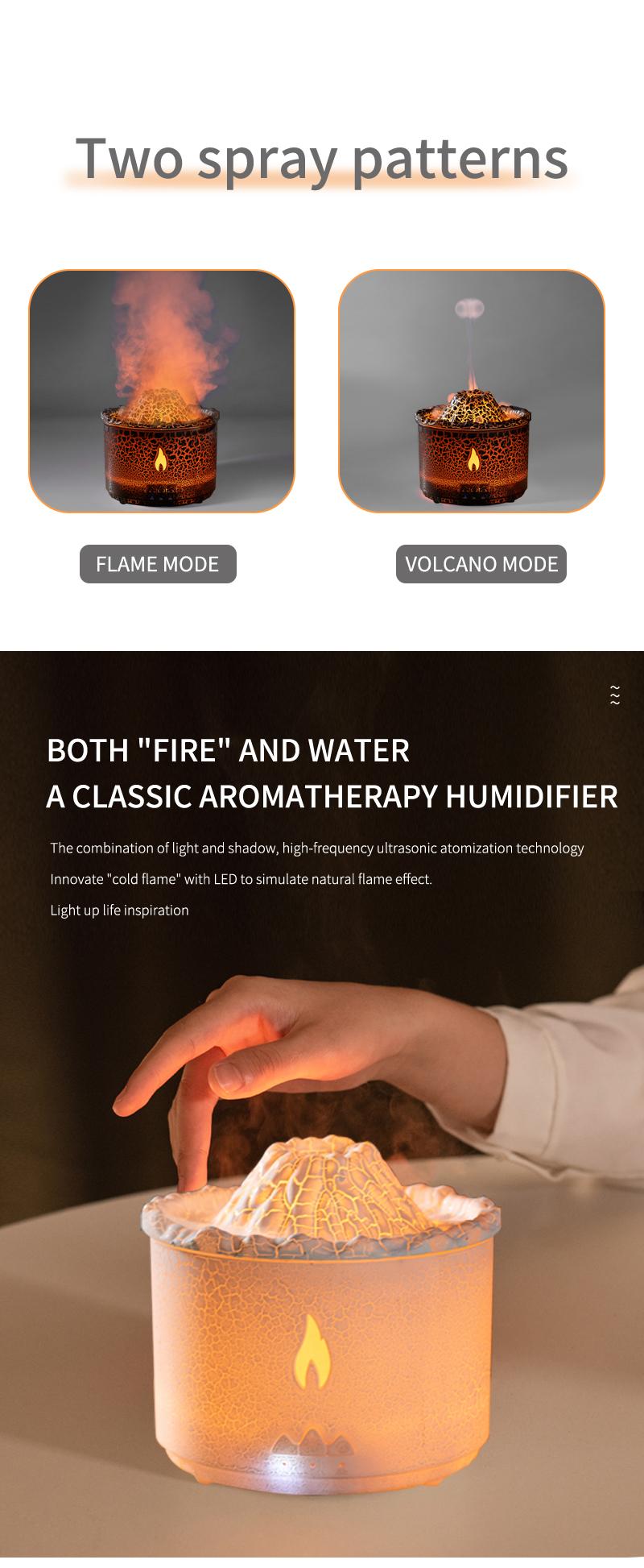 Remote Control Aromatherapy Diffuser Volcano Aromatherapy Machine Desktop Essential Oil Diffuser with Flame Home Night Light Ornament Wireless Remote Control Humidifier Aroma Jellyfish Design