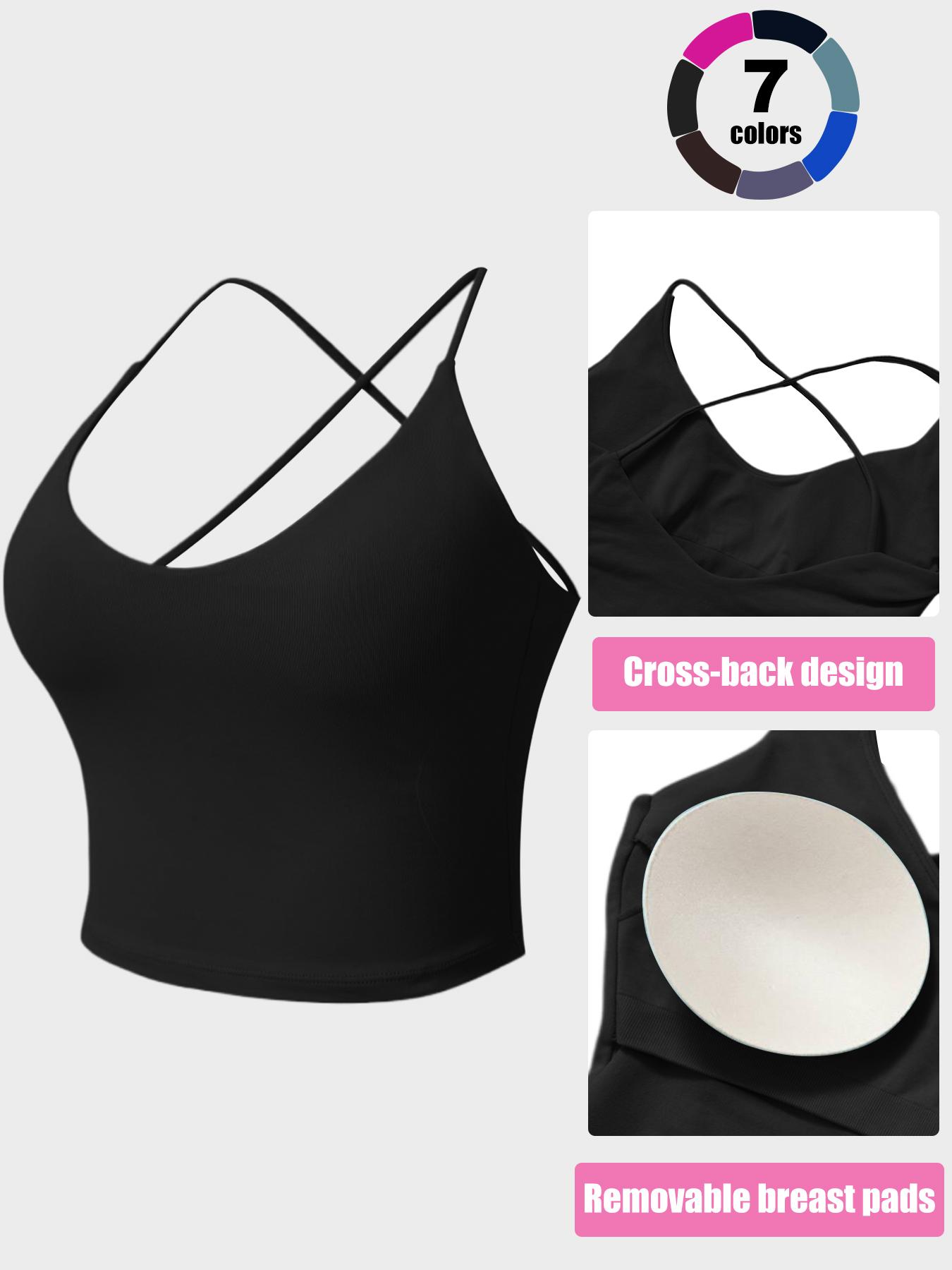 Women's High-Stretch Backless Cross-Back Seamless Tank Top Fitness Yoga Sports Bra Quick-Dry Running Spaghetti Strap Backless Cross-Back Sexy Training Top With Padded Cups Cross-Back Straps Oversized Backless Nude-Effect Sports Bra Yoga Workout Activewear