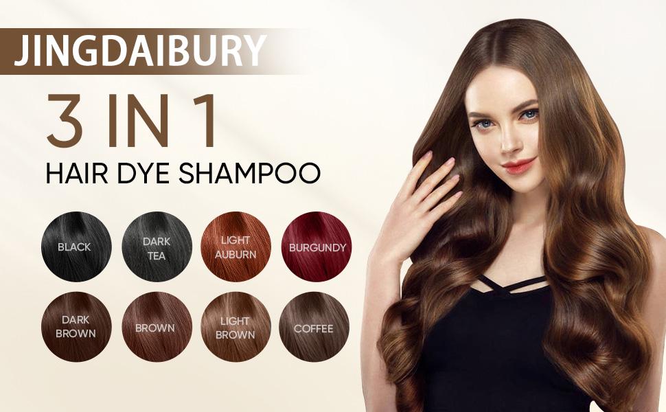 3-in-1 Argan Oil Hair Dye Shampoo for Gray Hair Coverage, Instant Dark Brown Hair Color Shampoo for Women & Men, Long-Lasting Semi-Permanent Dye, Easy to Use, Champu Para Canas, 500ml / 16.9 Fl Oz