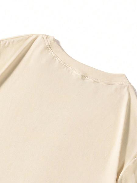 Men's Stylish Casual Round Neck T-Shirt with English Print, Breathable Polyester Fabric, Comfortable Fitted Design for Everyday Wear, Casual Style Tee