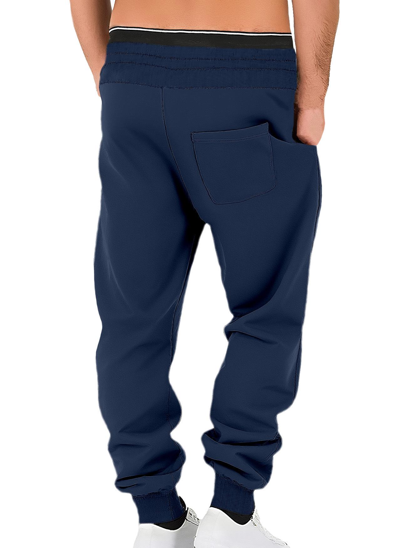 Men'S Solid Color Relaxed Stacked Sweatpants Cuffed Jogger Street Sports Casual Long Trousers