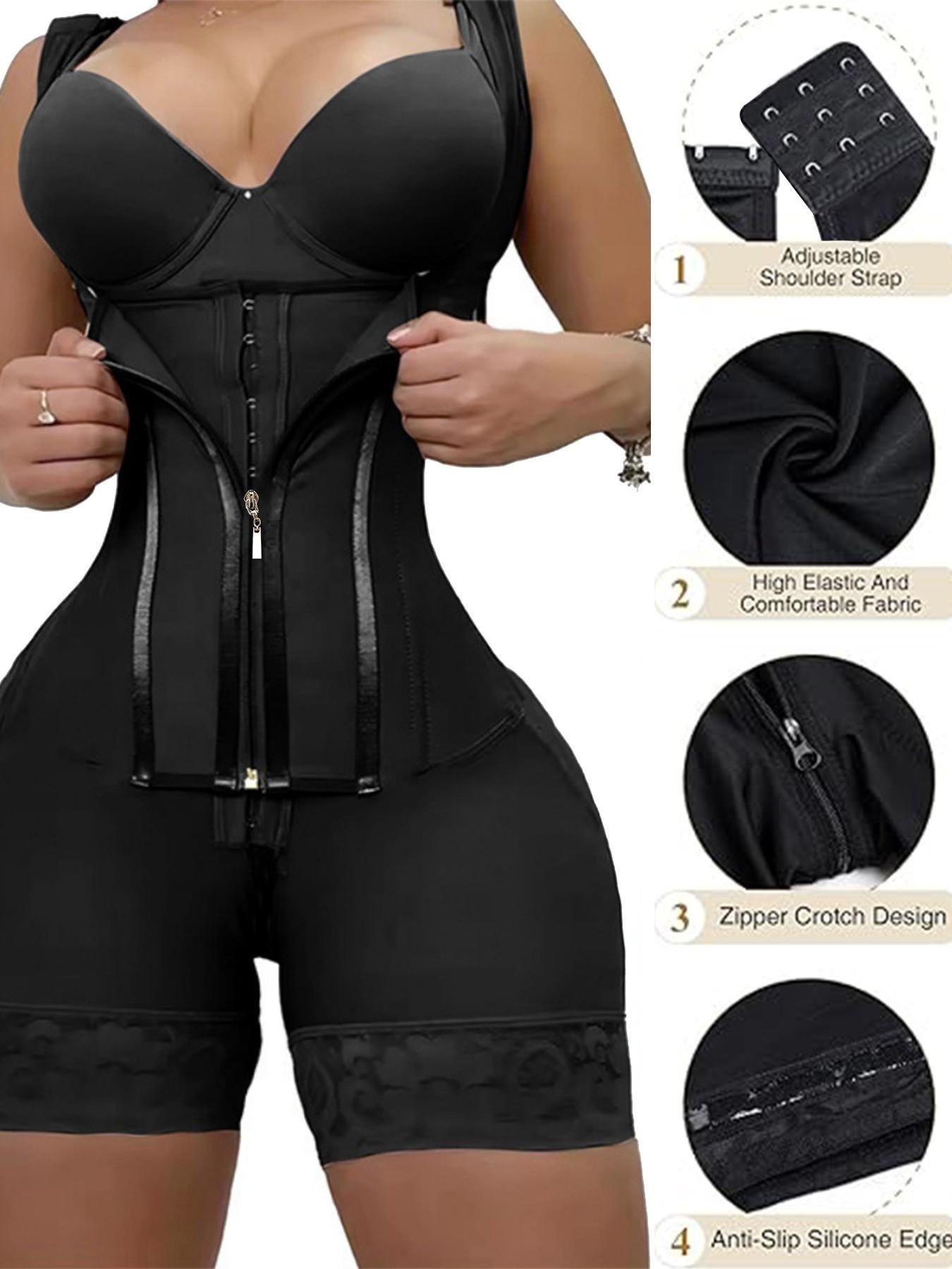 Colombian Faja Women's Compression Body Shapewear Bodysuit, BBL Fajas, Zipper Front, Push-Up Design, Adjustable, Postpartum Recovery, Versatile Use, All-Season Wear