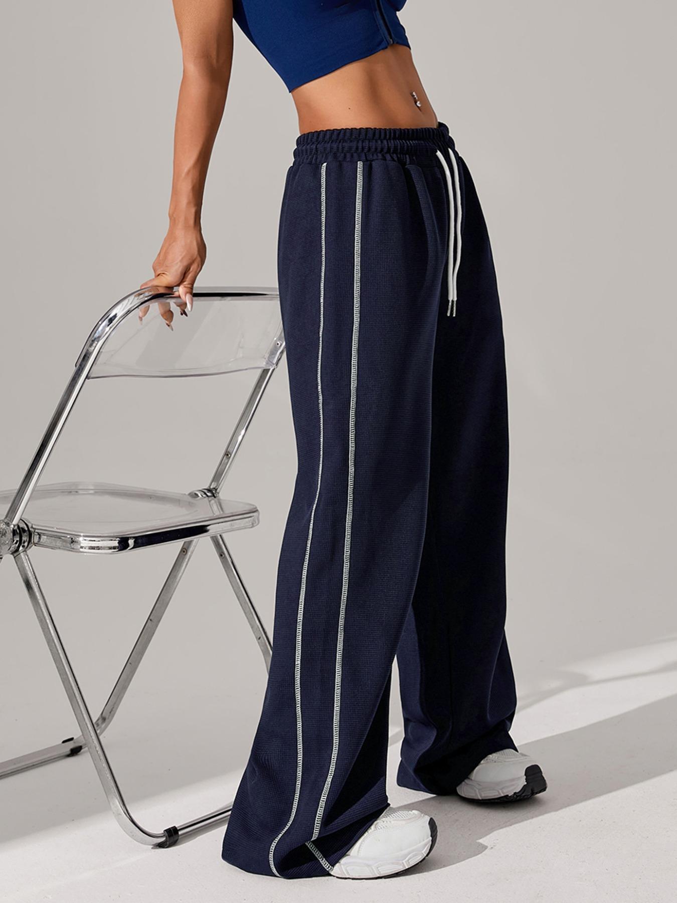 Women's Side Striped Sports Pants, Casual Comfy Breathable Trousers for Outdoor Running, Ladies Sportswear for All Seasons, Athleisure Pants