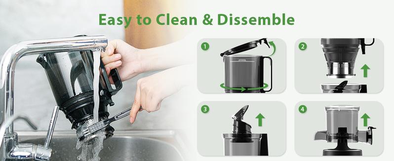 Cold Press Juicer, Whole Juicer, Juicer Machines with 4.35" Wide Mouth, Whole Fruit juicer, Juice Extractor for Vegetable and Fruit, High Juice Yield, Easy to Clean with Brush