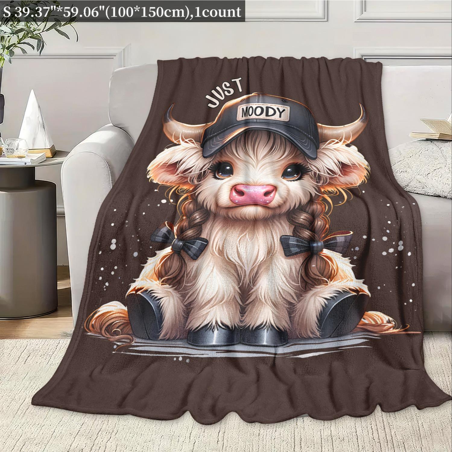 Cartoon Cow Pattern Blanket, 1/2 Counts Soft Comfortable Throw Blanket, Air-conditioned Room Blanket, Warm Nap Blanket For Home & Office Cartoon Cow Pattern Blanket, 1/2 Counts Soft Comfortable Throw Blanket, Air-conditioned Room Blanket, Warm Nap Blanket For Home & Office