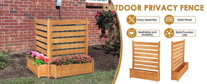 Lilypelle Air Conditioner Fence Outdoor Freestanding Wood Privacy Screen with Planter Box for Trash Can Pool Equipment Enclosure, No-Dig Kit