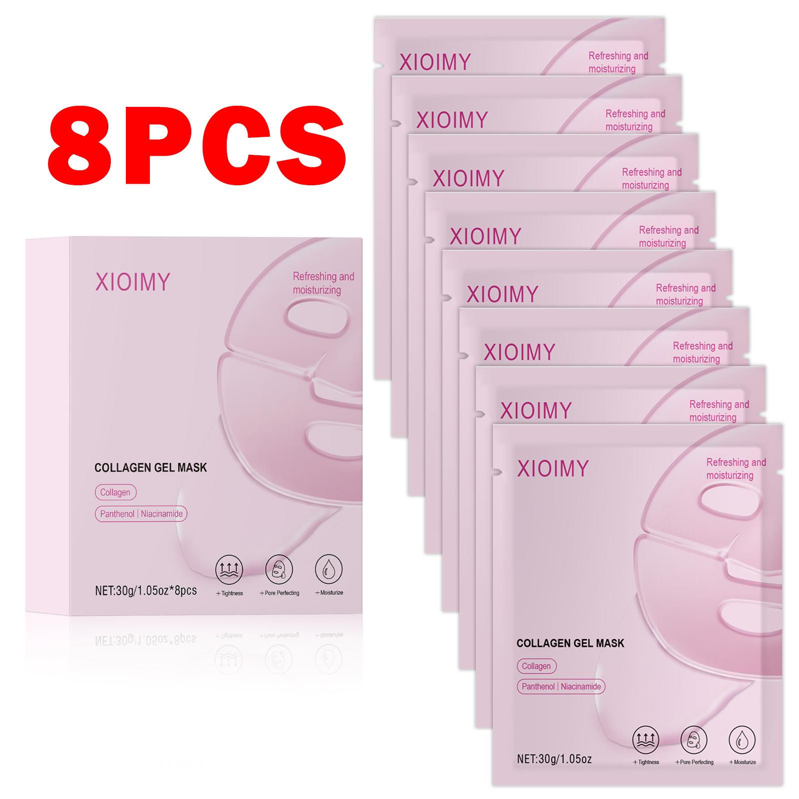 8pcs Collagen & Niacinamide Hydrating Masks, Tightening, Brightening, Moisturizing, Improves Skin Tone, Long-Lasting Care, Collagen Hydrogel Mask