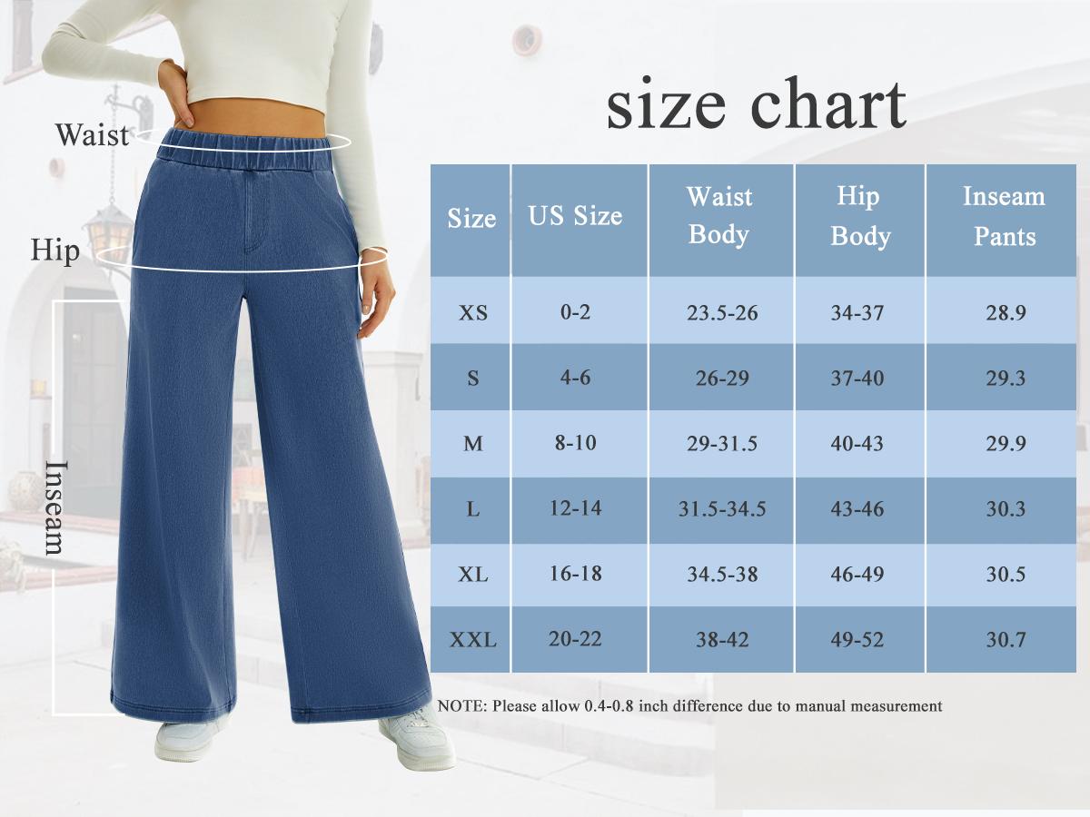 FireSwan Women's Wide Leg Jeans Mid Rise Elastic Waist Stretchy Baggy Loose Casual Denim Pants with Pockets