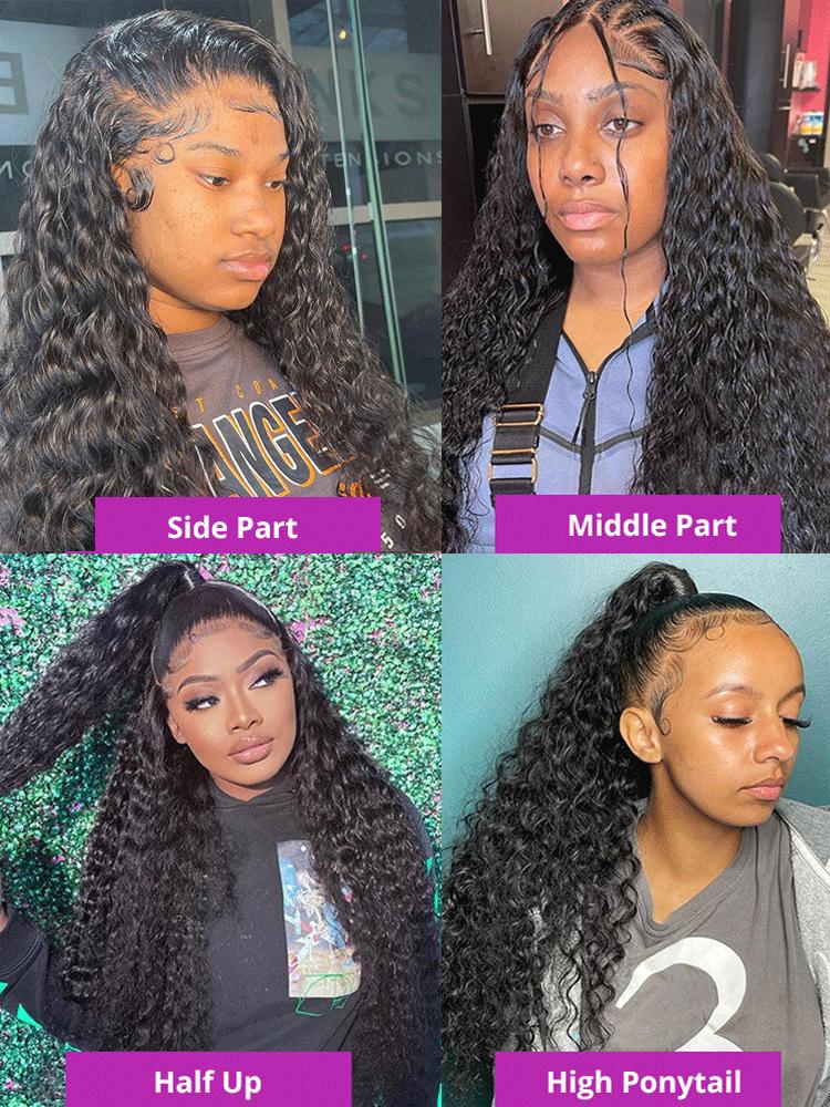 [30" = $119] Deep Wave 13x6 Lace Front Wigs Human Hair Wigs Brazilian Transparent Deep Curly Lace Frontal Wigs Human Hair Lace Front Wigs Pre Plucked 180% Density Natural Color TikTokShopBlackFriday