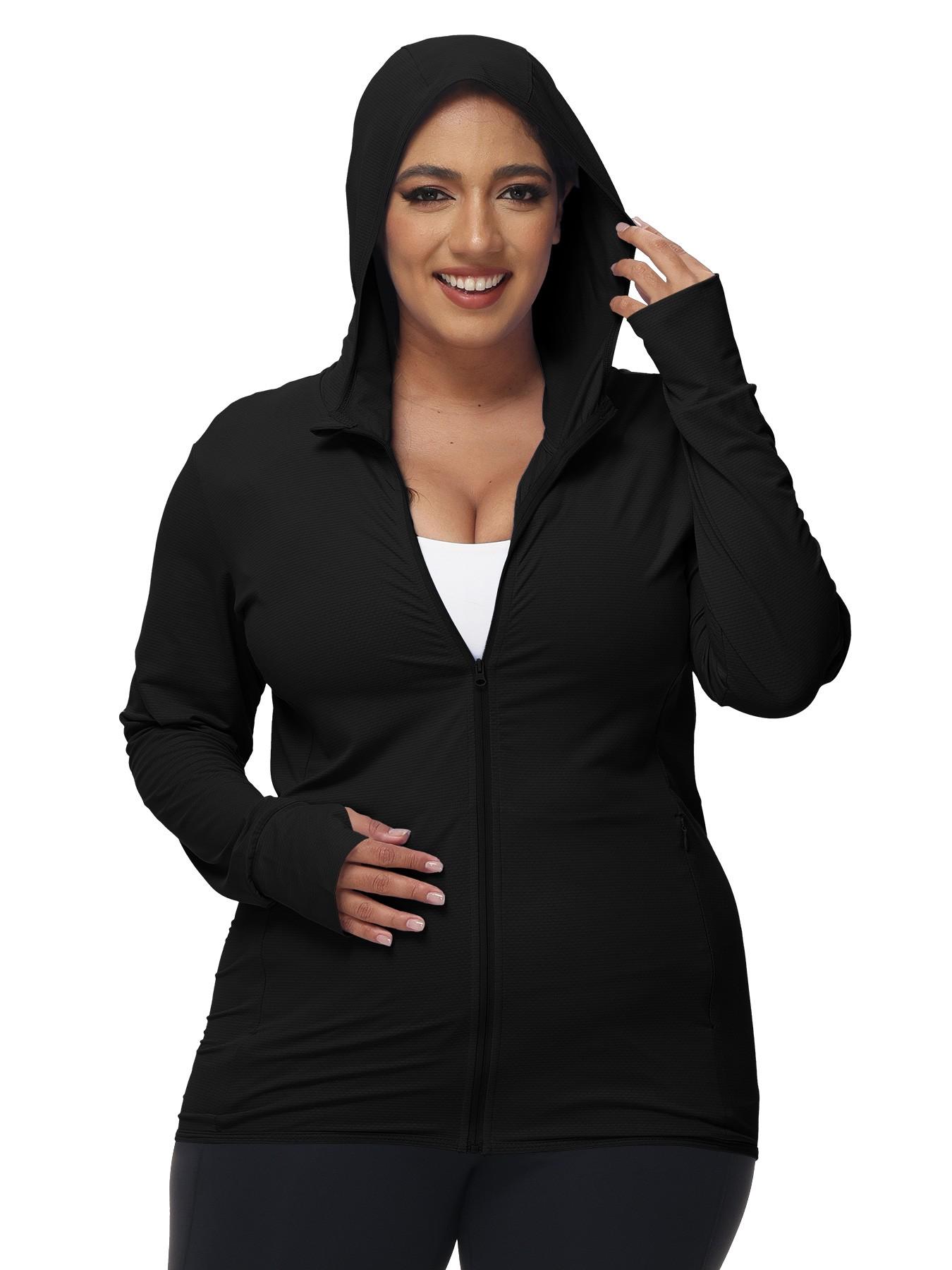 Summer Women's Upf50+ Ice Silk Sun Protection Jacket, Loose Fit Hooded Breathable UV Blocking, Running Yoga Outdoor Cycling Sport Coat, Workout Yoga Jacket, Sports Outerwear