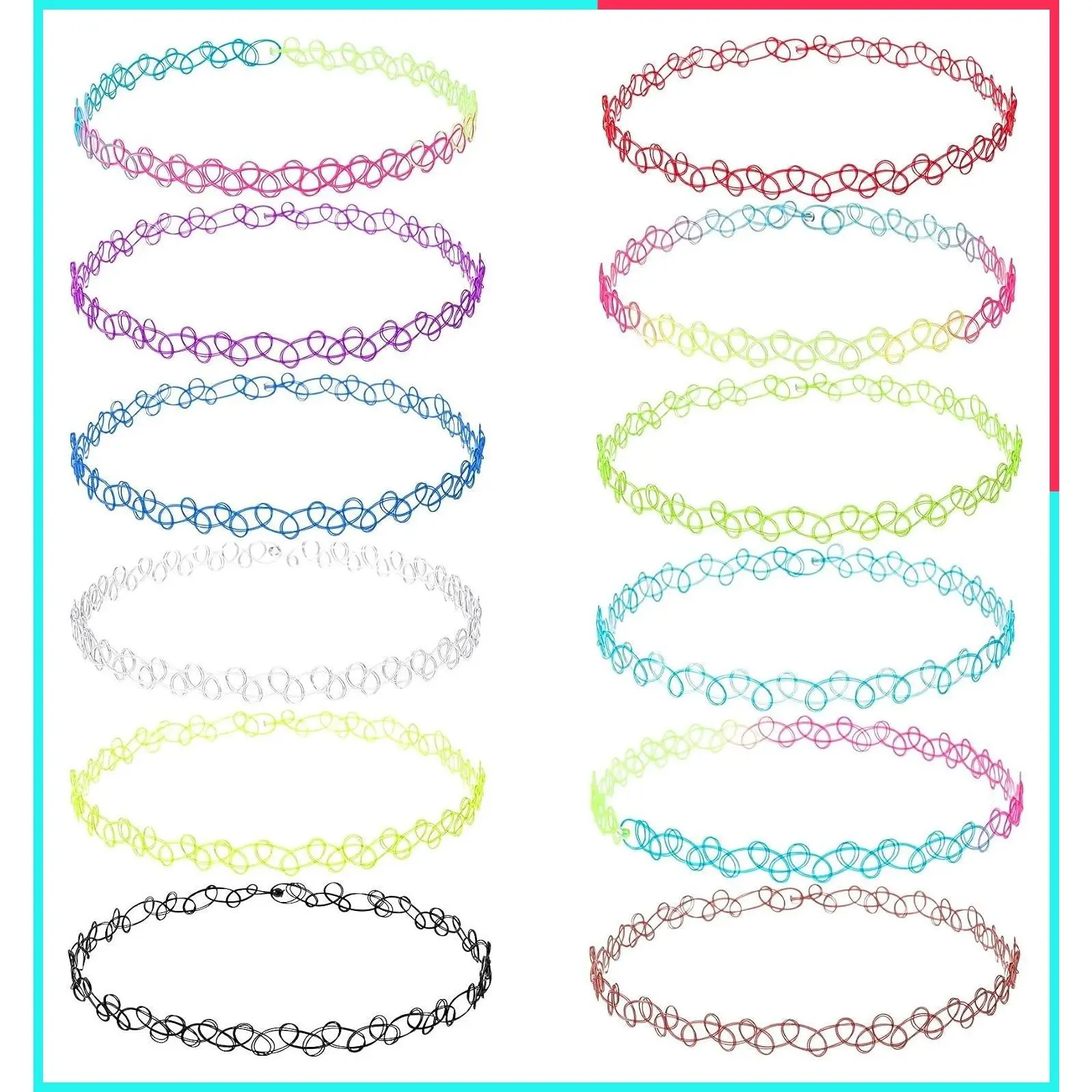 Stretchy 90s Y2K Gothic Grunge Tattoo Choker Set, Adjustable Retro Choker Necklaces Jewelry Accessories