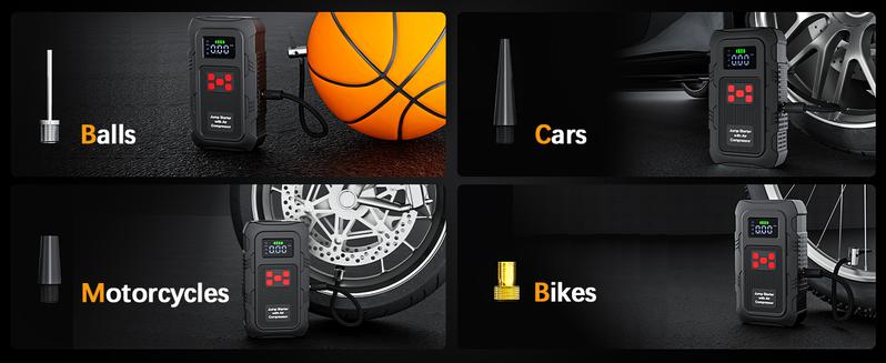 HPBS 24000mAh Power Bank Auto Battery Booster With Air Compressor 6000A 150PSI Fast Inflation 12V Portable Jump Starter for 10.0L Gas and 8.0L Diesel Engines HPBS 24000mAh Power Bank Auto Battery Booster With Air Compressor 6000A 150PSI Fast Inflation 12V Portable Jump Starter for 10.0L Gas and 8.0L Diesel Engines