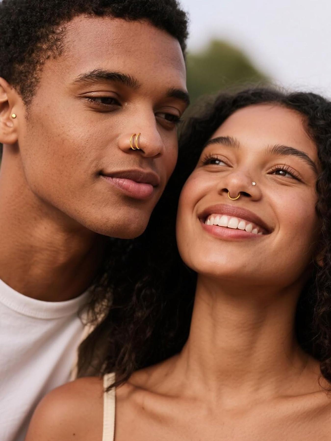 20g Nose Rings Hoops Nose Studs - Hypoallergenic Surgical Steel CZ Nose Stud L Shape Body Nostril Piercing Jewelry for Women Men 14k Gold Plated 20Pcs