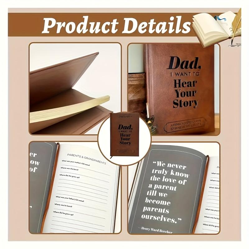 Everyday comfort, faux leather-bound 'Mom, I Want to Hear Your Story' diary - English hardcover personal storage box, an ideal gift for parents to share their life and love, a family commemorative diary with inspirational quotes, Daily Guided Journal