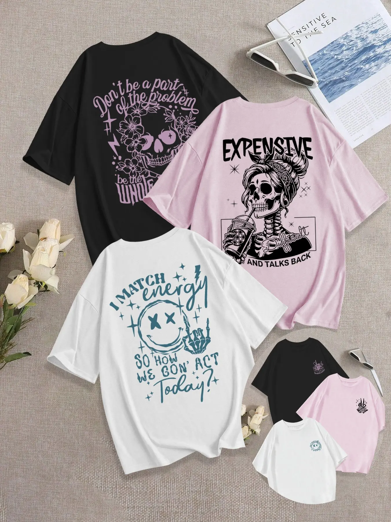 Black + Pink Purple + White