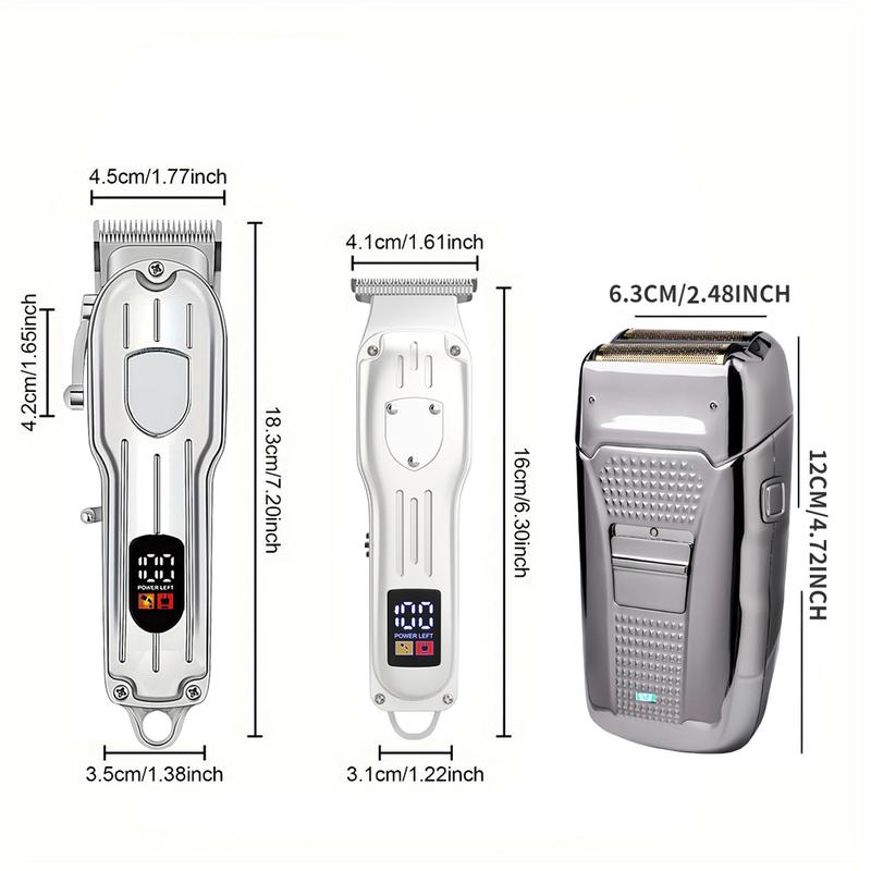4 in 1 Hair Cutting Kit, 1 Set Professional Hair Clippers & Shaver with Digital Display, Cordless Beard Trimming Tool for Men, Rechargeable Hair Grooming Set, Multifunctional Hair Trimmer
