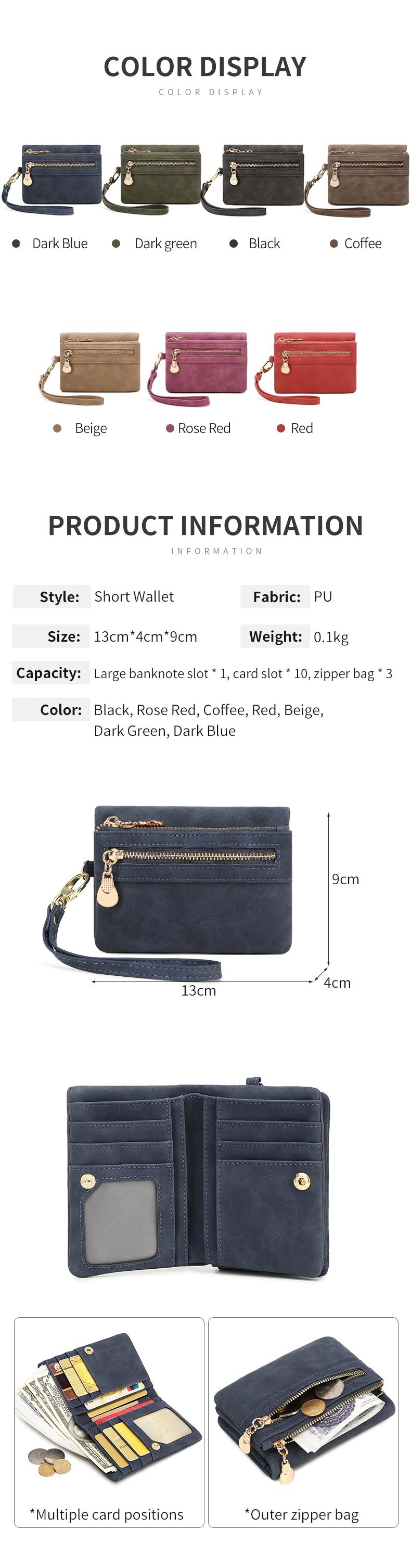 Women's Retro Design Snap Short Wallet with Zip Closure and Wrist Strap, Compact Minimalist Design for Daily Use, Multi-Functional Short Wallet for All Occasions, Christmas Gift, Valentine's Day Gift, Ideal Gift, Fashionable Wallet